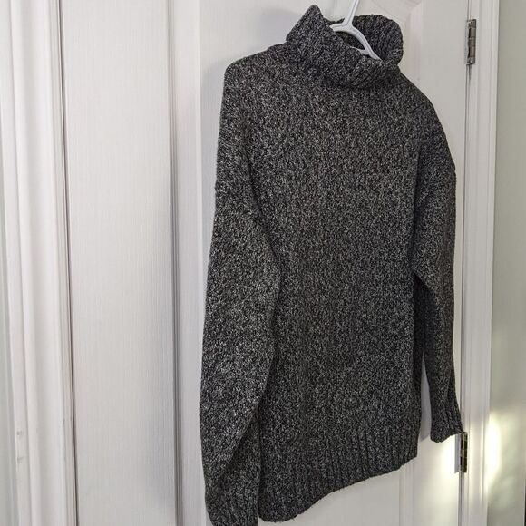 COPY - VINTAGE Cable knit heather grey turtleneck sweater medium @M - Picture 6 of 10